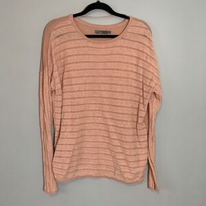 prAna Womens Pink Knit Striped Pullover Sweater Size L